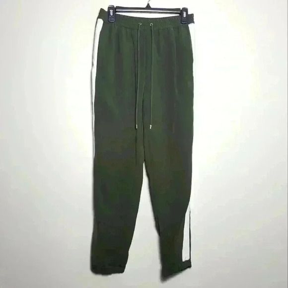 MICHAEL KORS Women's Jogger Style Green And White Stripe Size Small - Picture 1 of 9